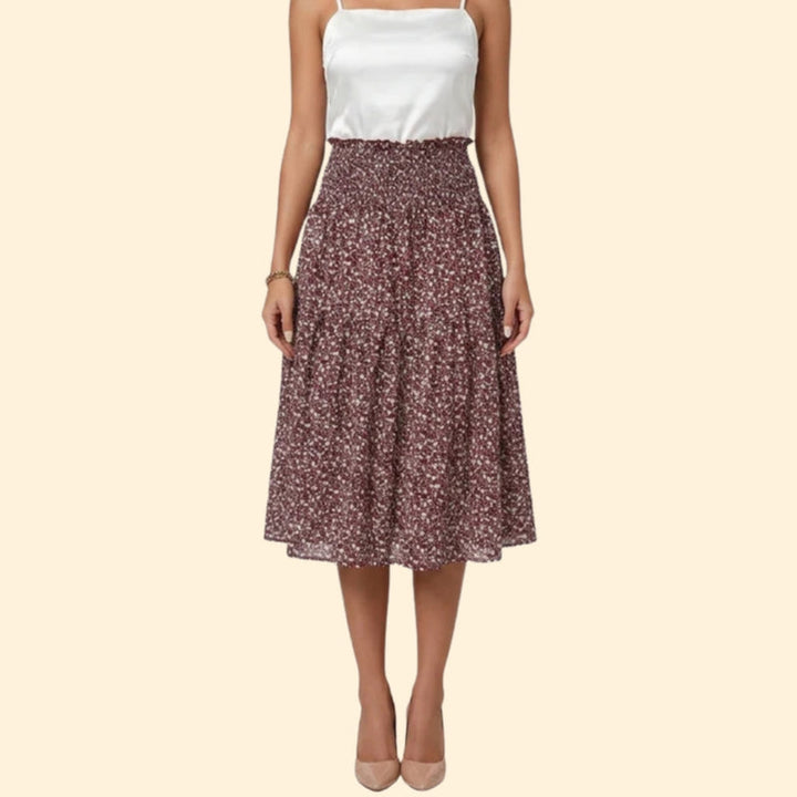 Women’s Tiered Skirt with Floral Print Design
