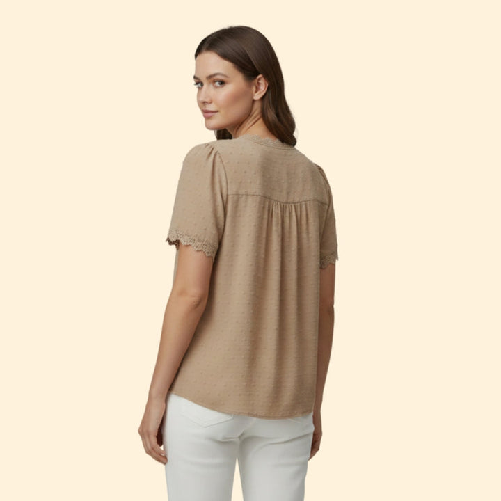 Women’s Top with Lace Trim and Short Sleeves