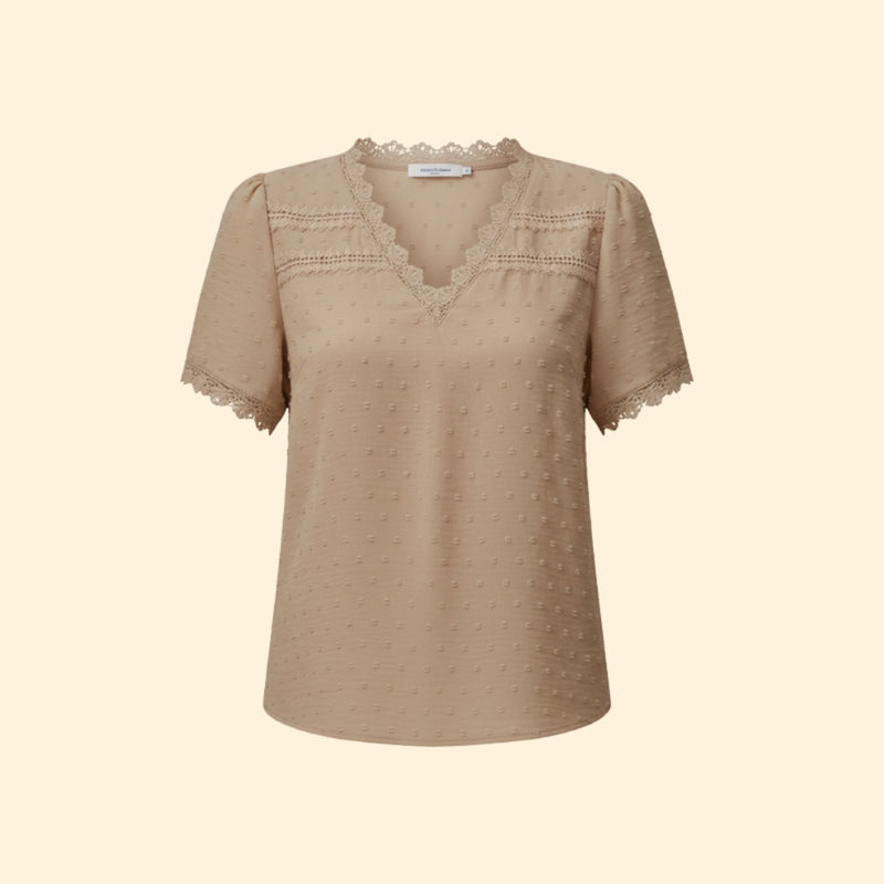 Women’s Top with Lace Trim and Short Sleeves