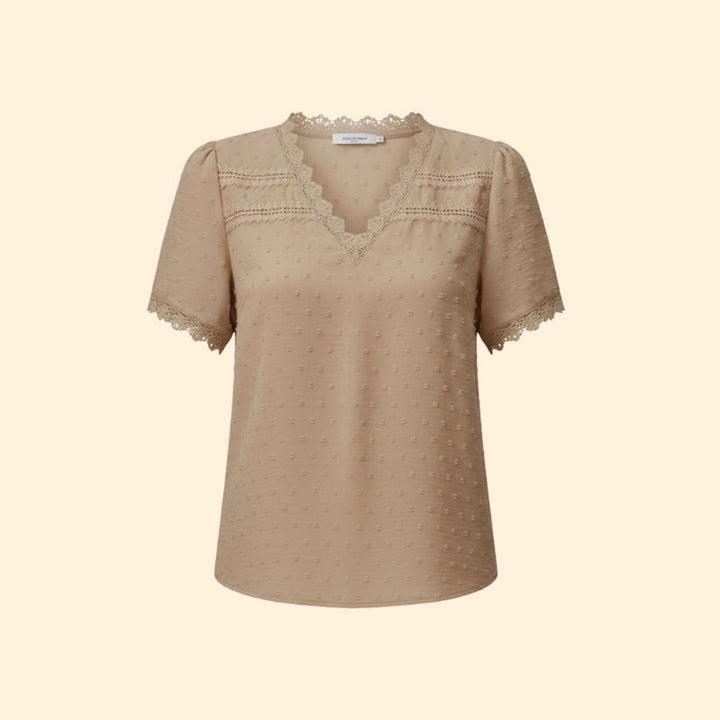 Women’s Top with Lace Trim and Short Sleeves