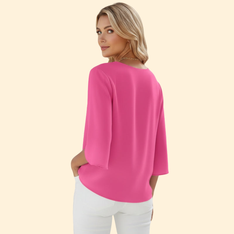 Women’s Top with V-Neck and Flowing Sleeves