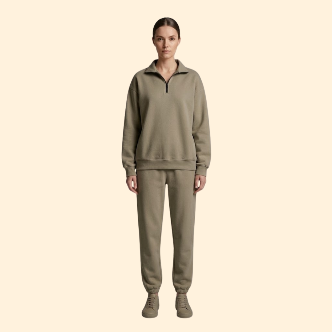 Women’s Tracksuit Set with Half-Zip Sweatshirt