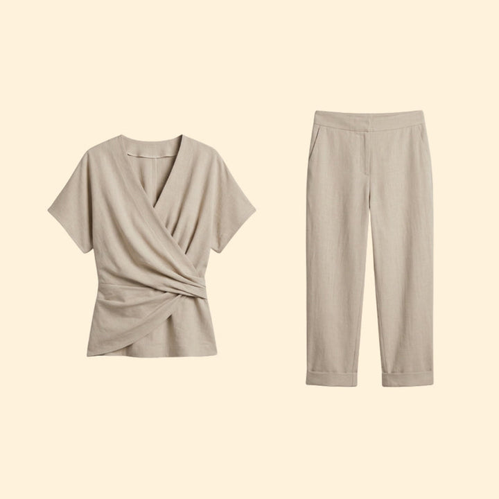 Women’s Trouser Set with V-Neck Top
