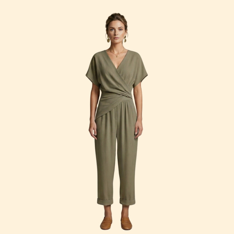 Women’s Trouser Set with V-Neck Top
