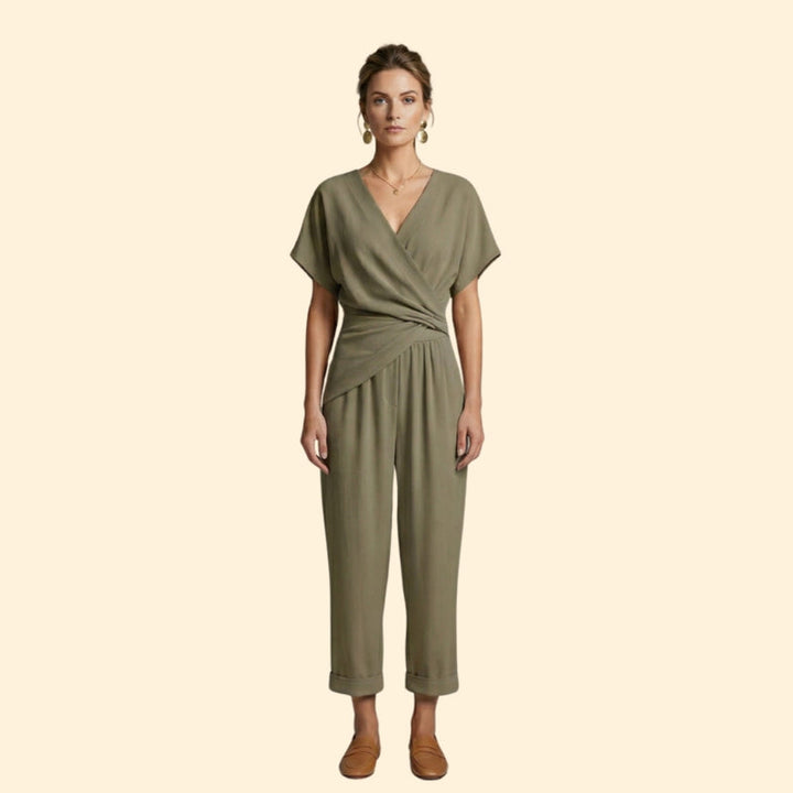Women’s Trouser Set with V-Neck Top