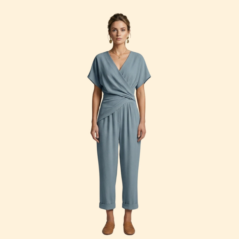 Women’s Trouser Set with V-Neck Top