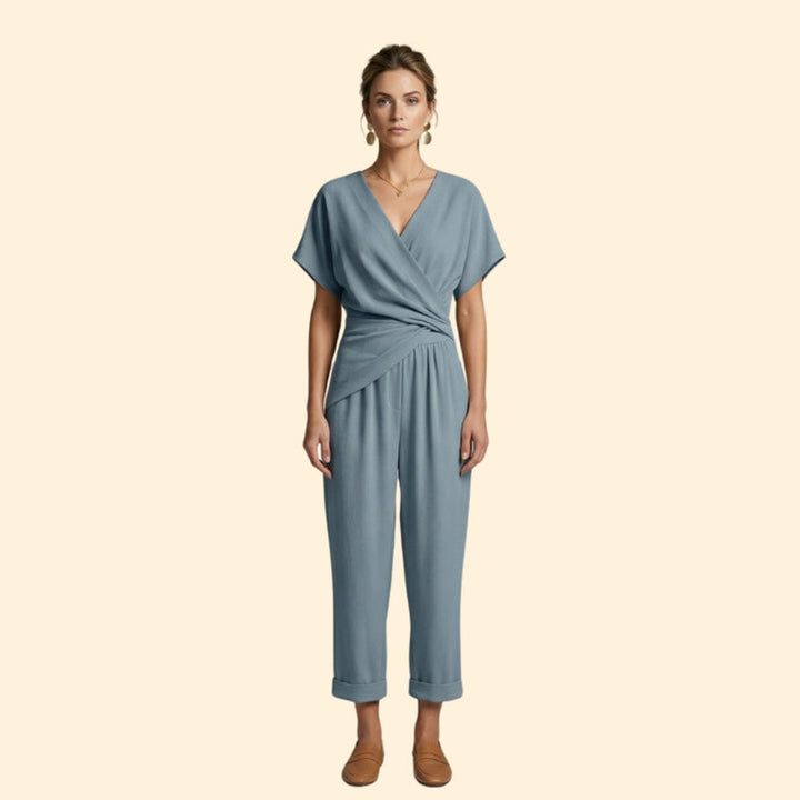 Women’s Trouser Set with V-Neck Top