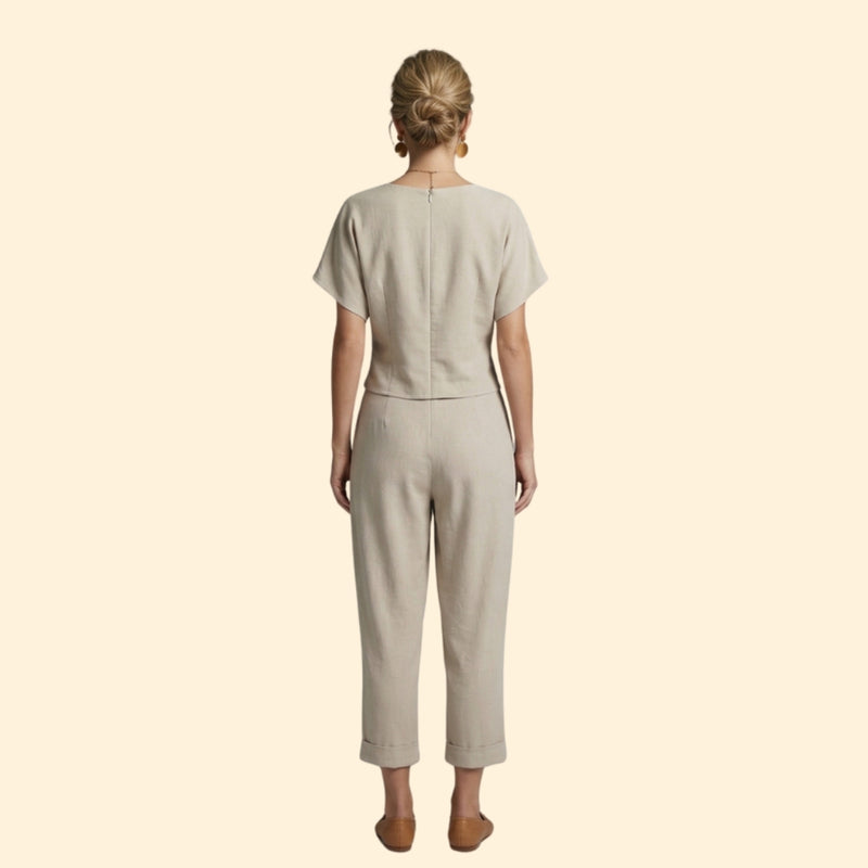 Women’s Trouser Set with V-Neck Top