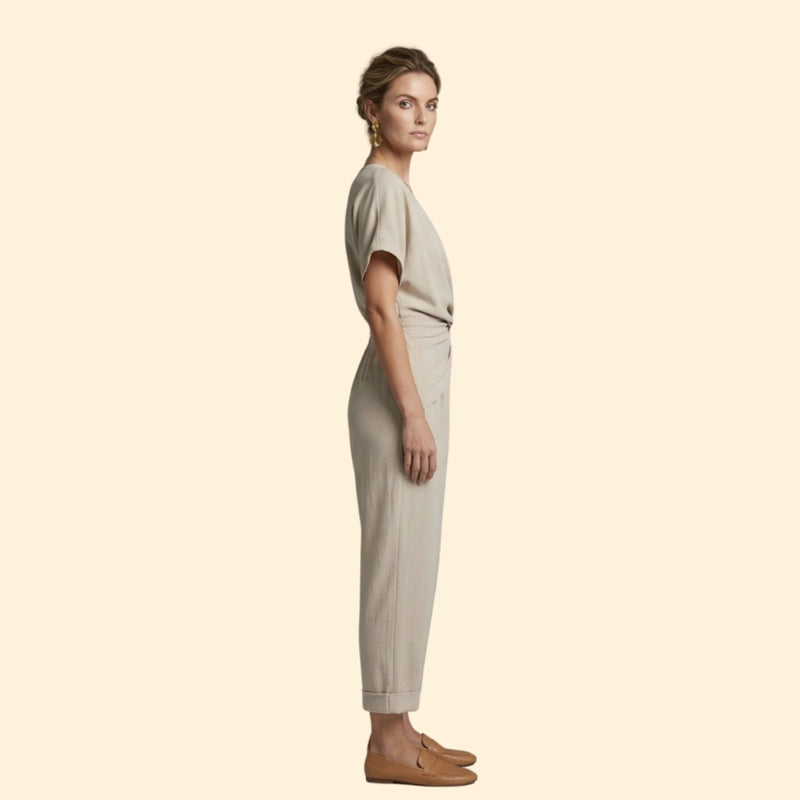 Women’s Trouser Set with V-Neck Top