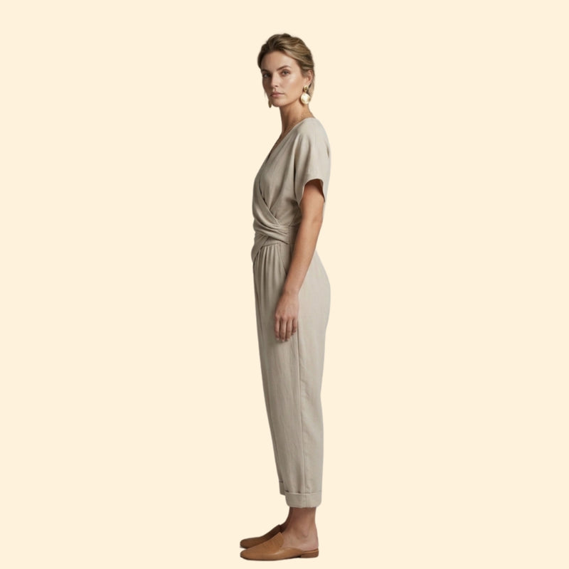Women’s Trouser Set with V-Neck Top
