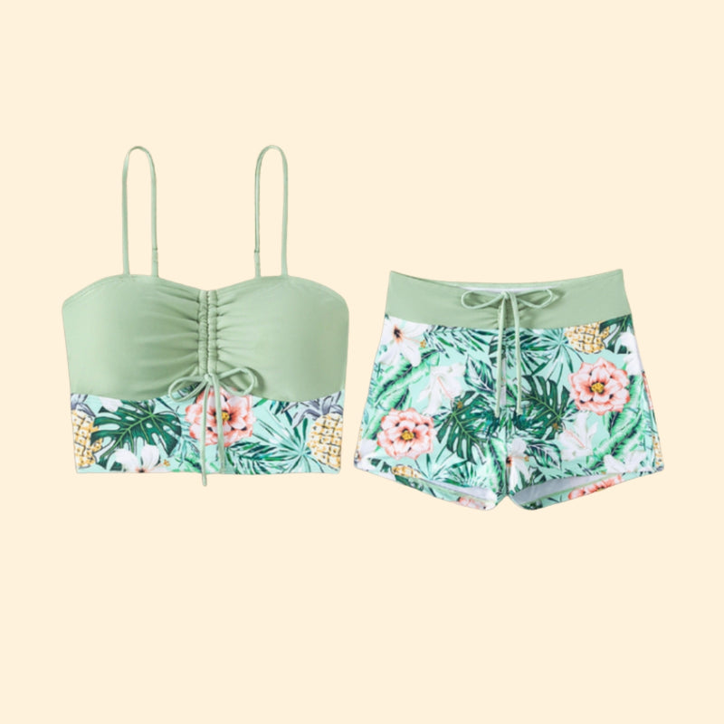 Women’s Two-Piece Bikini Set with Ruched Top