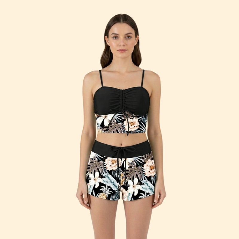 Women’s Two-Piece Bikini Set with Ruched Top