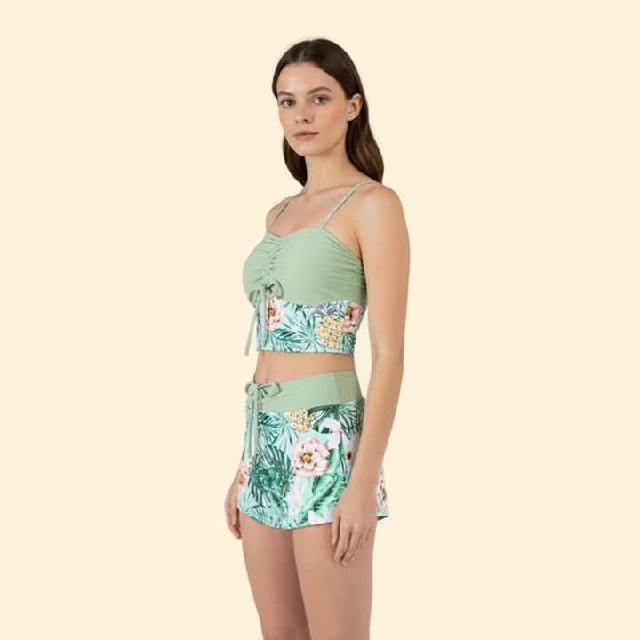 Women’s Two-Piece Bikini Set with Ruched Top