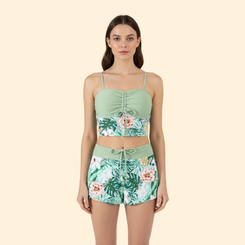 Women’s Two-Piece Bikini Set with Ruched Top