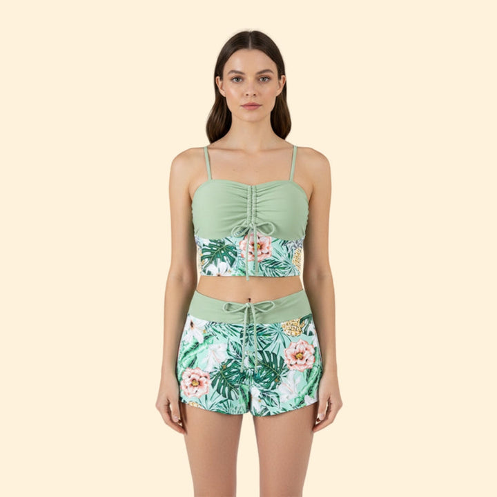 Women’s Two-Piece Bikini Set with Ruched Top