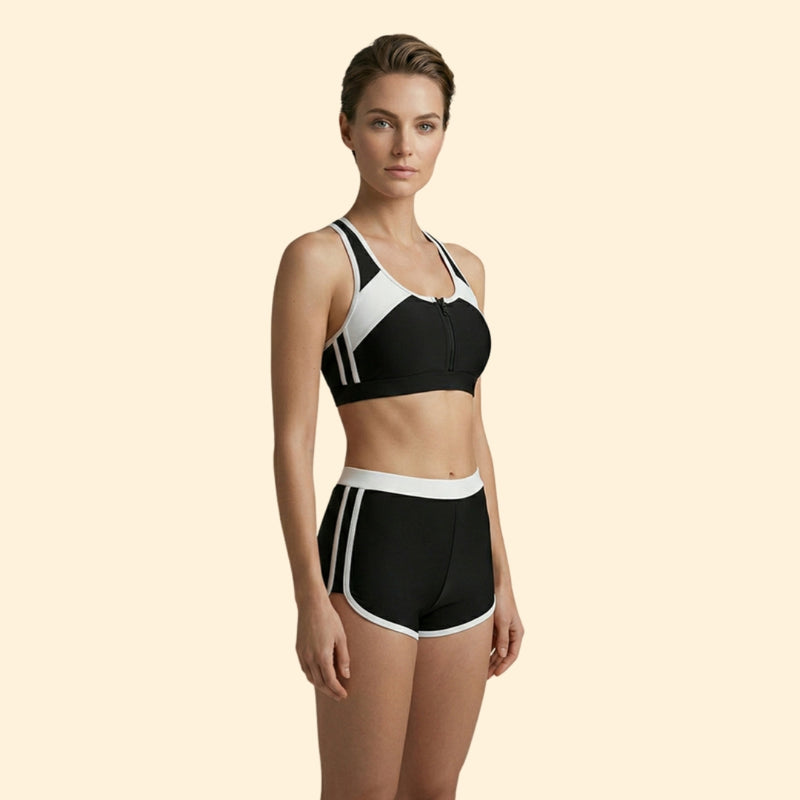 Women's Two-Piece Bikini Set with Sporty Design