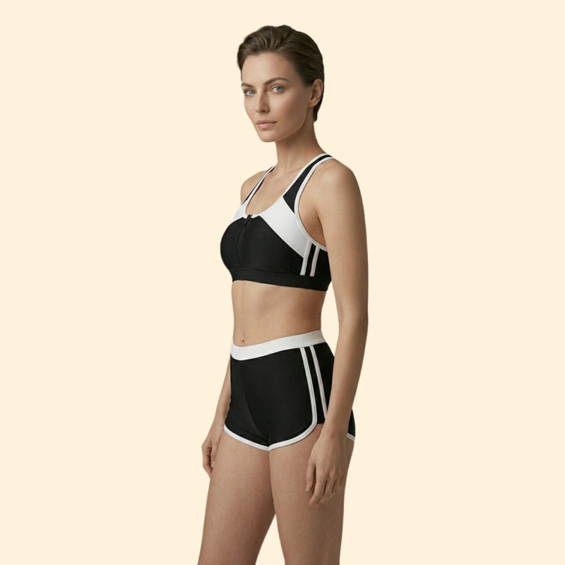 Women's Two-Piece Bikini Set with Sporty Design