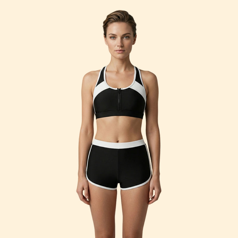 Women's Two-Piece Bikini Set with Sporty Design