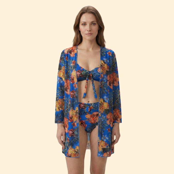 Women’s Two-Piece Bikini with Floral Print Cover-Up