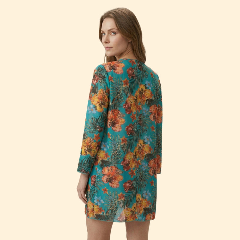 Women’s Two-Piece Bikini with Floral Print Cover-Up