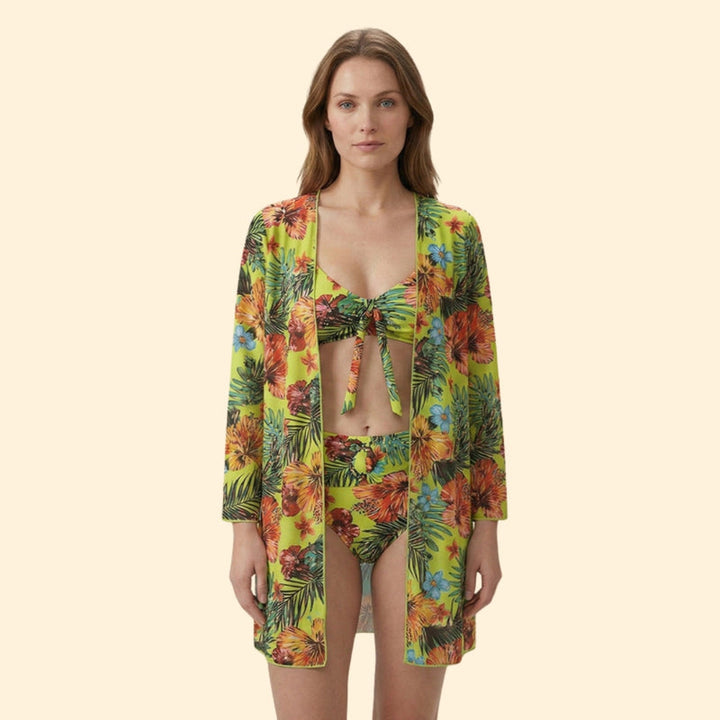 Women’s Two-Piece Bikini with Floral Print Cover-Up