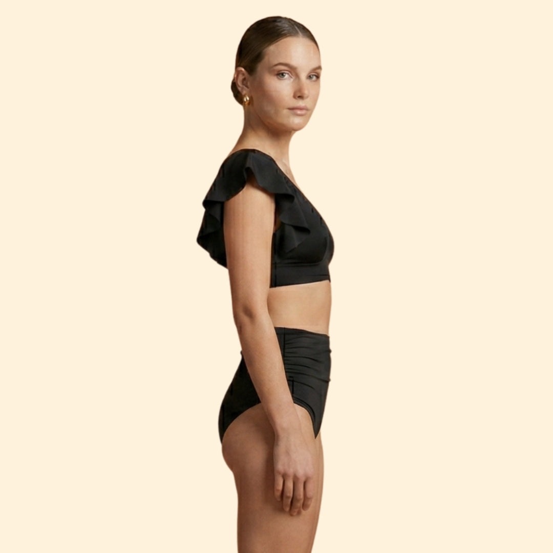 Women’s Two-Piece Bikini with V-Neck and Ruffles