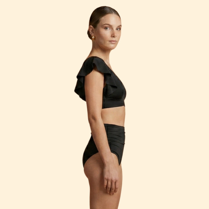 Women’s Two-Piece Bikini with V-Neck and Ruffles