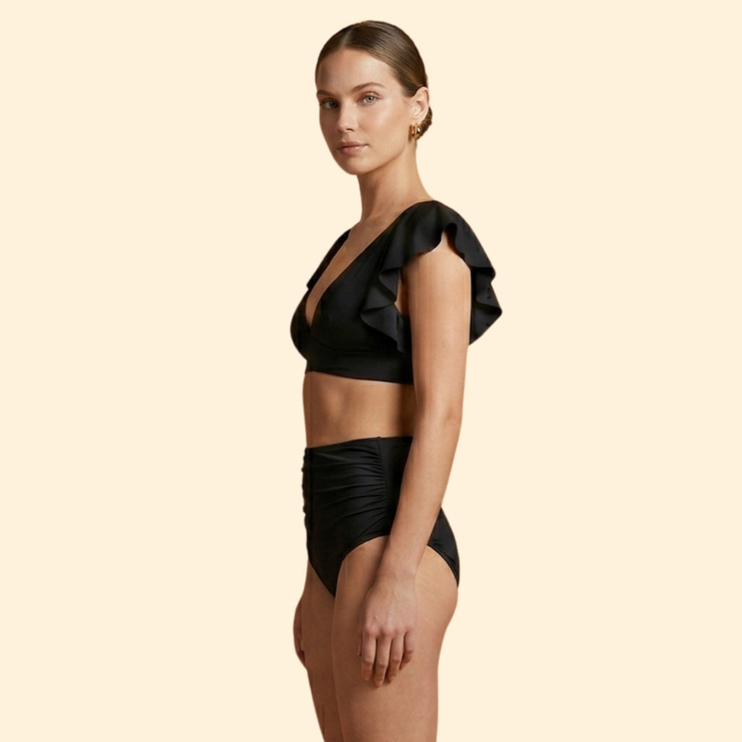 Women’s Two-Piece Bikini with V-Neck and Ruffles