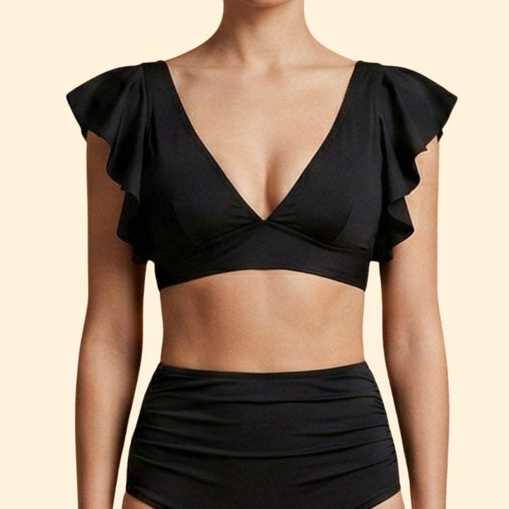 Women’s Two-Piece Bikini with V-Neck and Ruffles