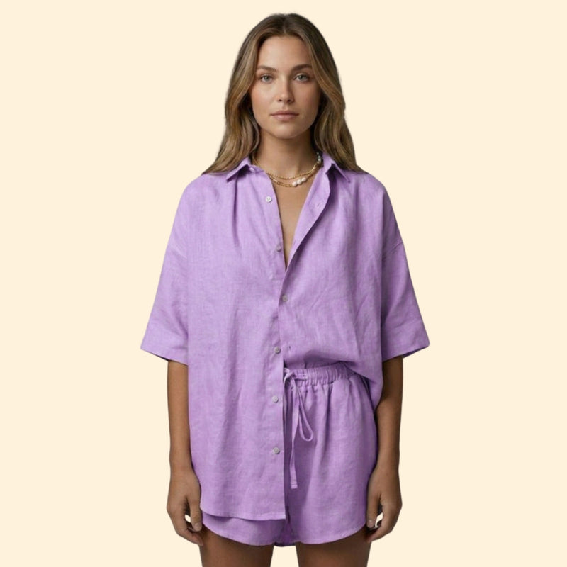 Women’s Two-Piece Set with Button-Up Shirt