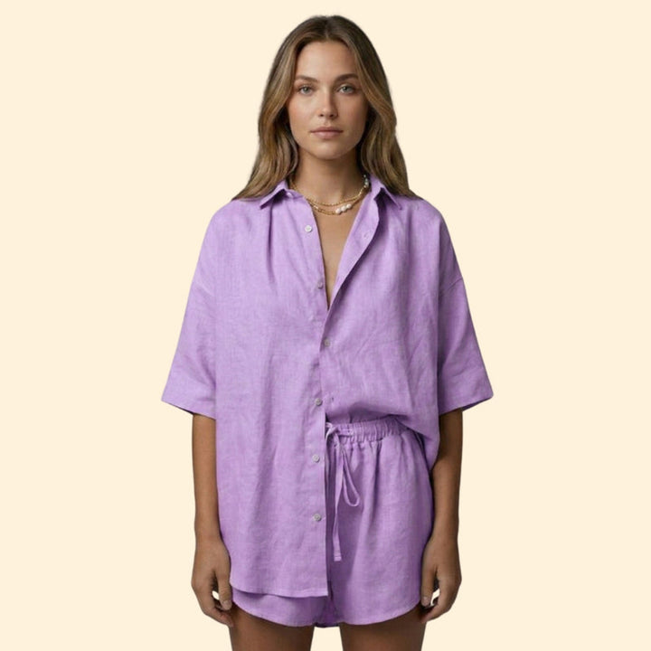 Women’s Two-Piece Set with Button-Up Shirt