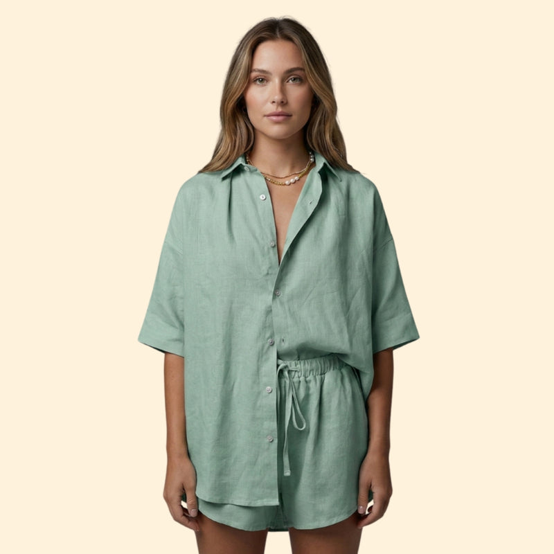 Women’s Two-Piece Set with Button-Up Shirt