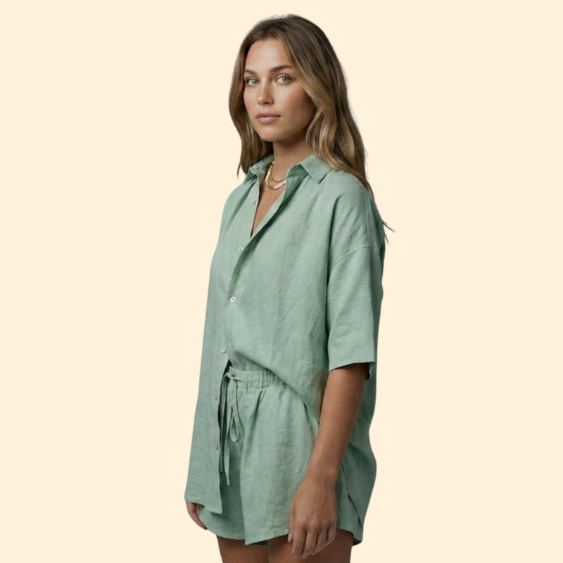 Women’s Two-Piece Set with Button-Up Shirt
