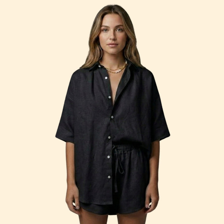 Women’s Two-Piece Set with Button-Up Shirt