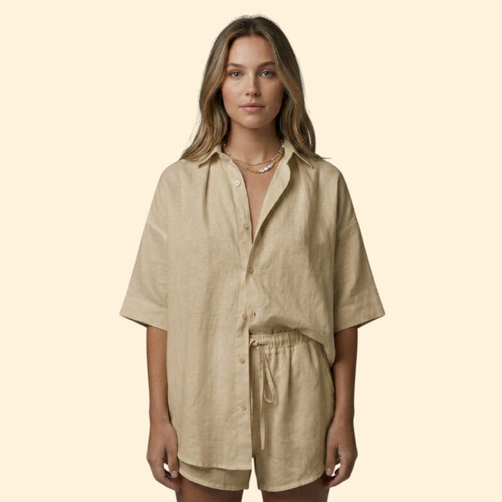 Women’s Two-Piece Set with Button-Up Shirt