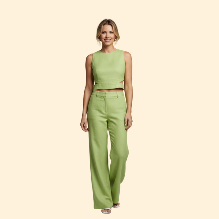 Women’s Two-Piece Set with Crop Top and Trousers