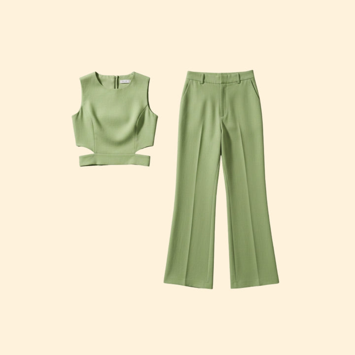 Women’s Two-Piece Set with Crop Top and Trousers