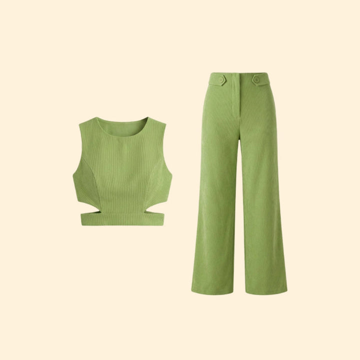Women’s Two-Piece Set with Cropped Top