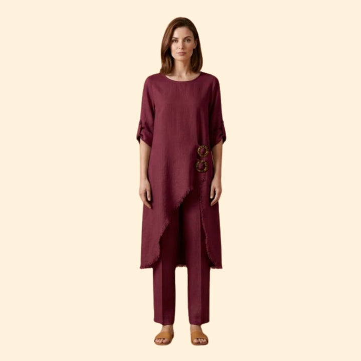 Women’s Two-Piece Set with Decorative Rings