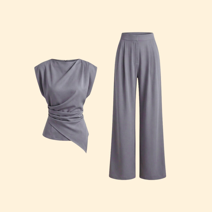 Women’s Two-Piece Set with Draped Top