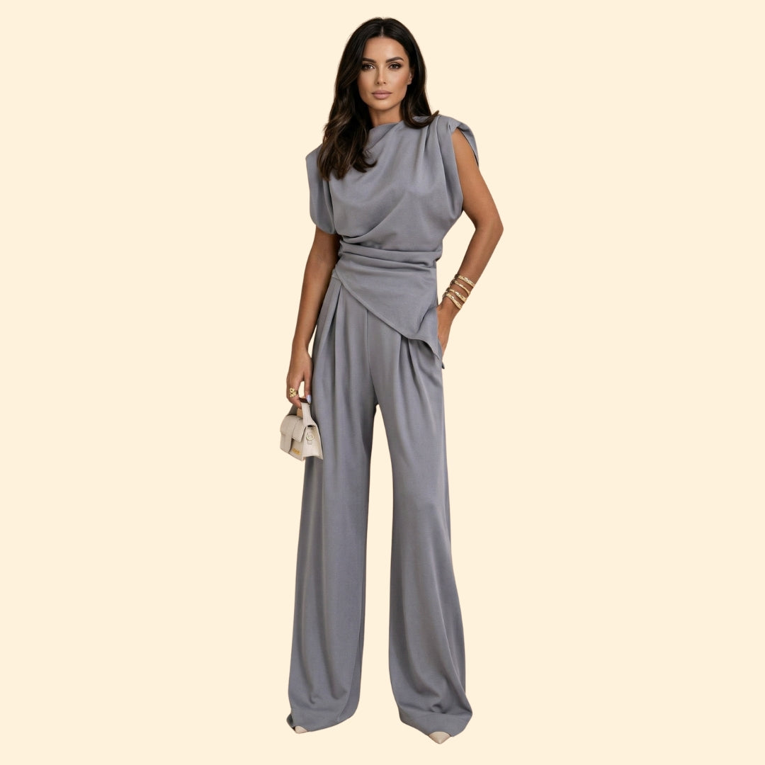 Women’s Two-Piece Set with Draped Top