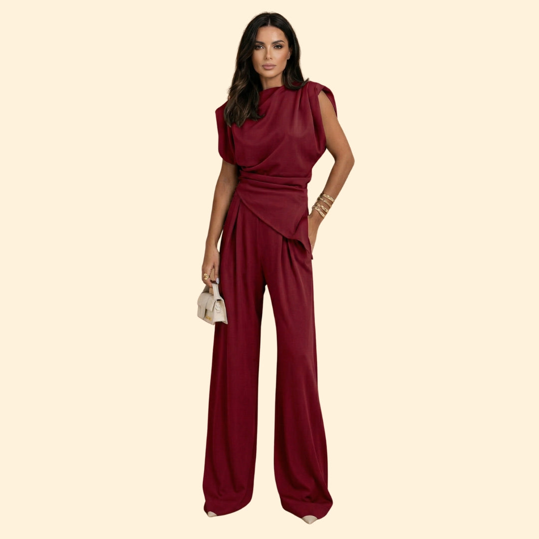 Women’s Two-Piece Set with Draped Top
