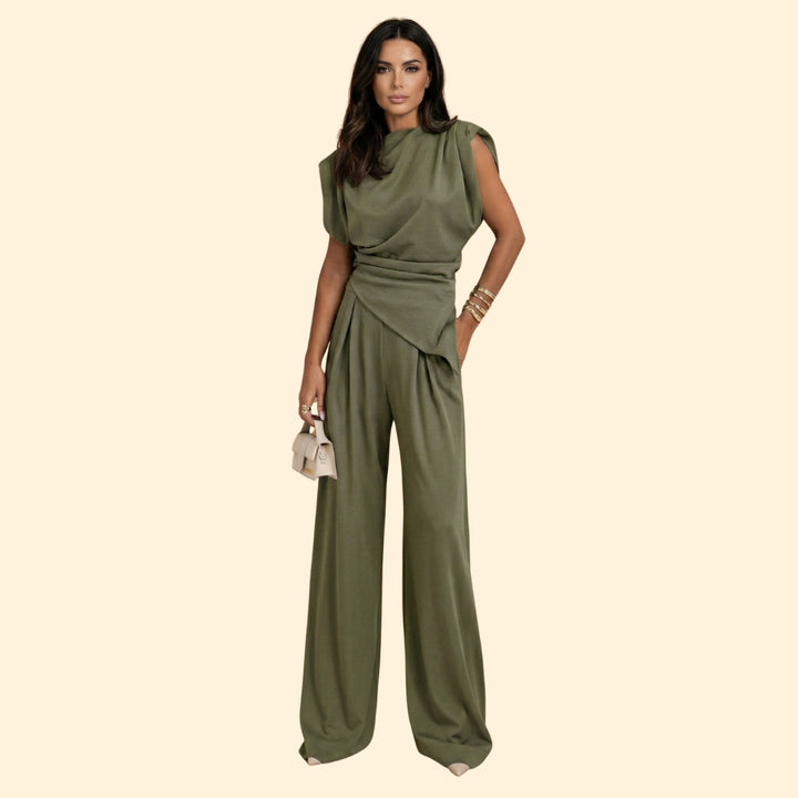 Women’s Two-Piece Set with Draped Top