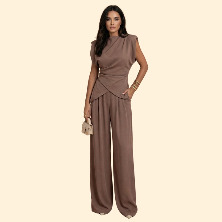 Women’s Two-Piece Set with Draped Top