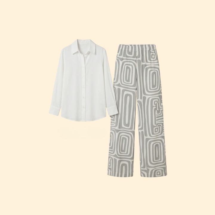 Women’s Two-Piece Set with Geometric Print