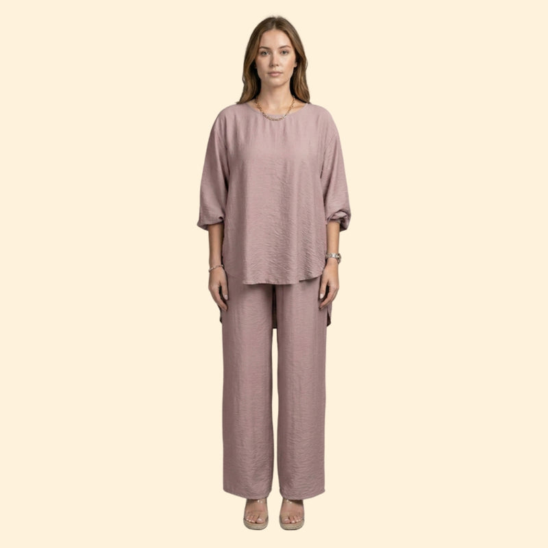 Women’s Two-Piece Set with Loose Fit Top