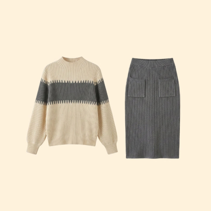 Women’s Two-Piece Set with Ribbed Sweater