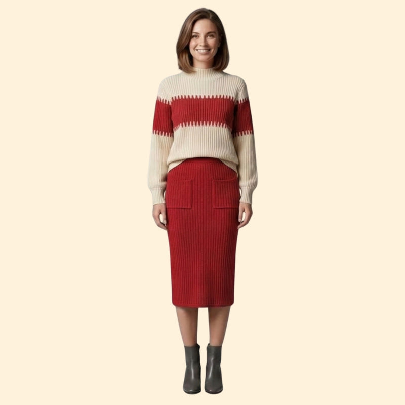 Women’s Two-Piece Set with Ribbed Sweater