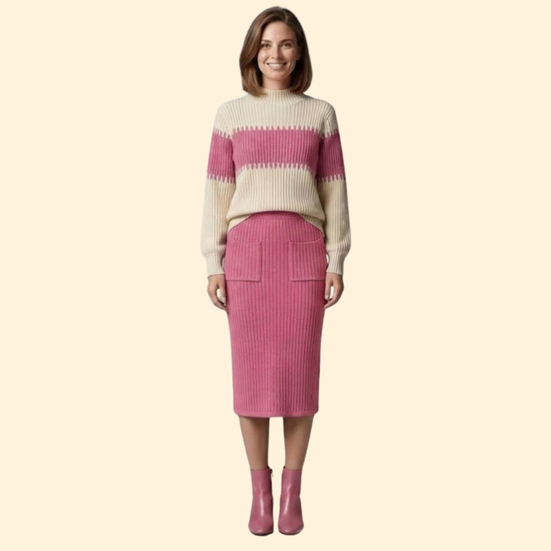 Women’s Two-Piece Set with Ribbed Sweater