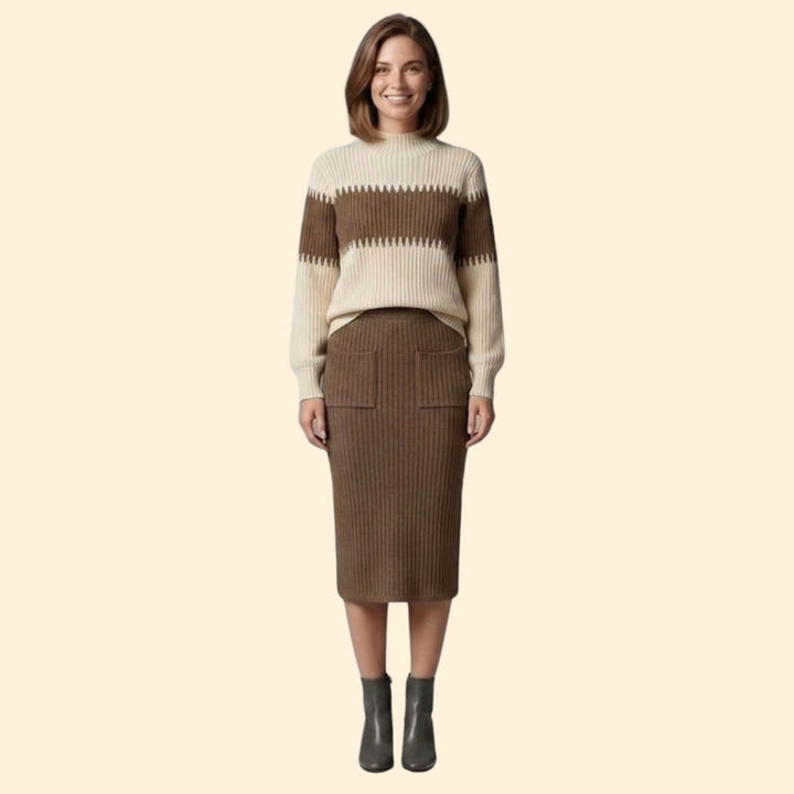 Women’s Two-Piece Set with Ribbed Sweater